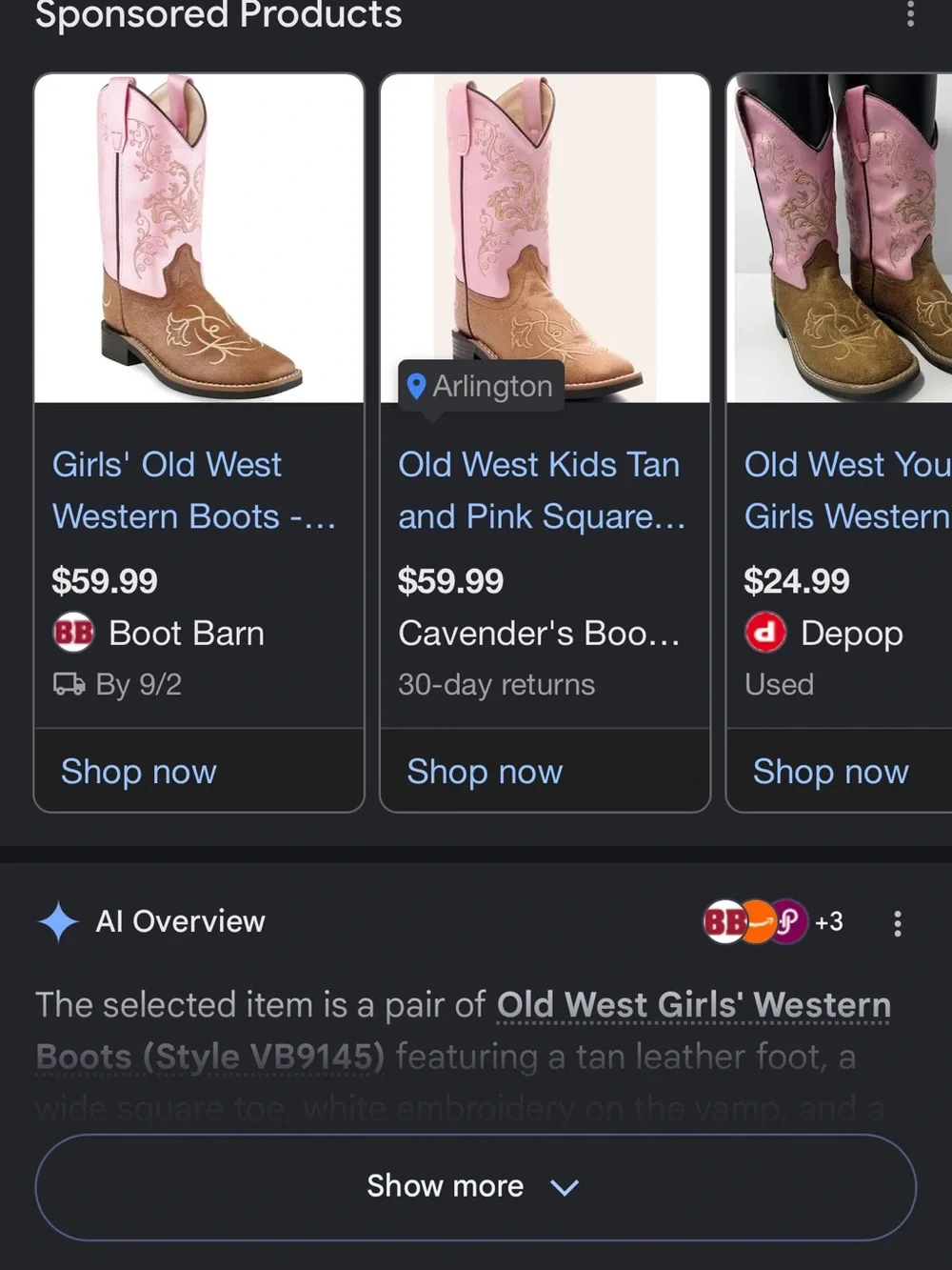 Old West Pink & Brown Girls Western Pull-On Boots